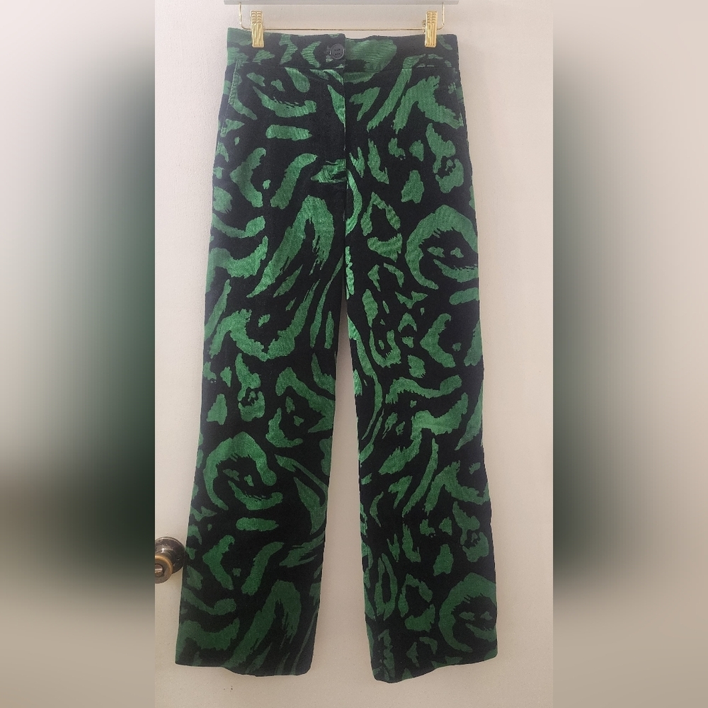 Bimba Y Lola Green and Black Patterned Pants, Size 36.